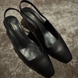Anine Bing Black Leather Pointed Slingback Heels sz 37